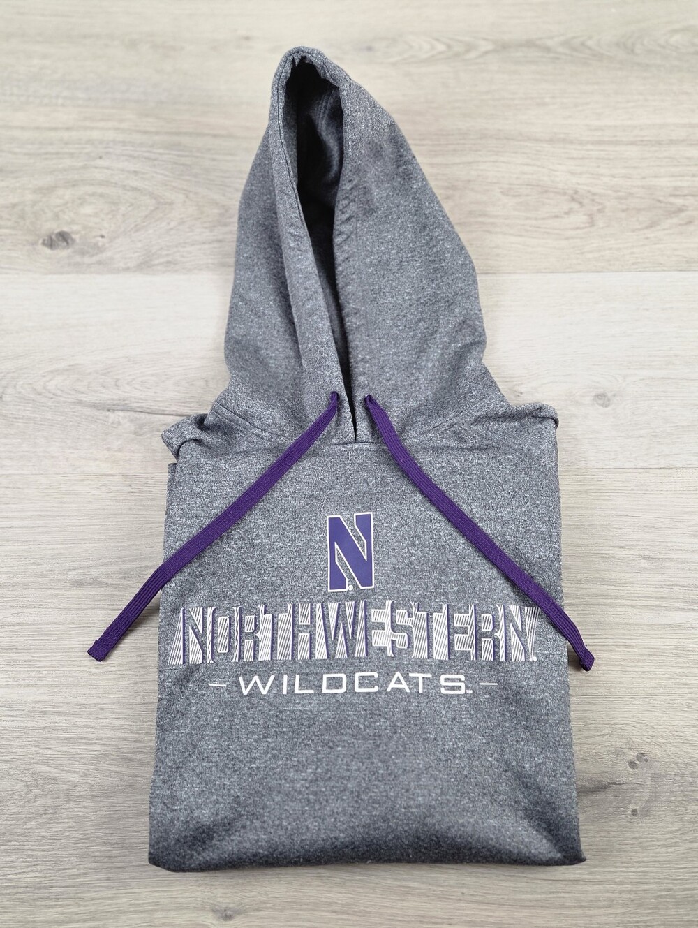 Northwestern Wildcats Lightweight Hoodie Unisex Small Gray Pullover Front Pocket